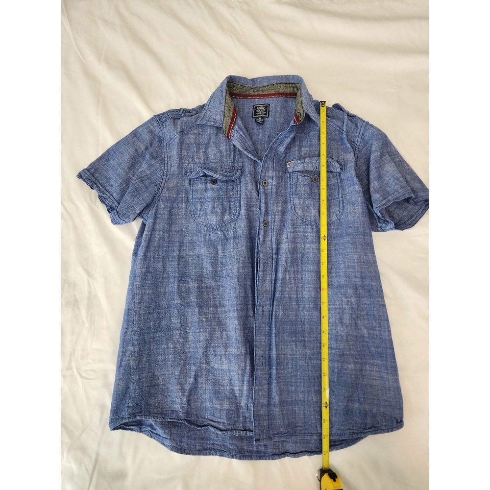 Black Jack, Mens Short Sleeve Denim Look Button Down Shirt, Size XL